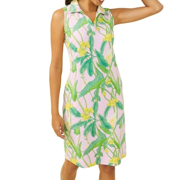 J. McLaughlin Dresses & Skirts - J.McLaughlin Catalina Cloth Ayla Dress Lily Frond Light Pink Green Size Medium